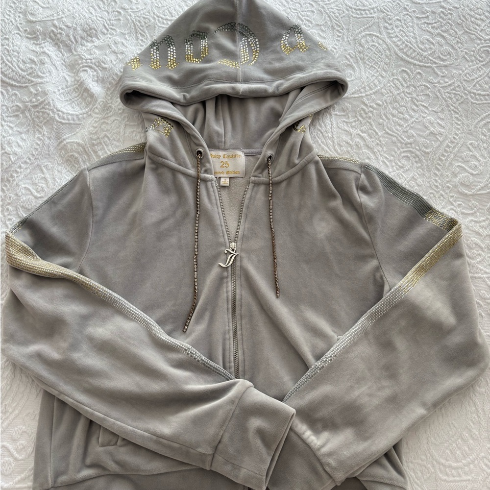 Juicy Couture Limited Edition Gray Hoodie with Gold Details